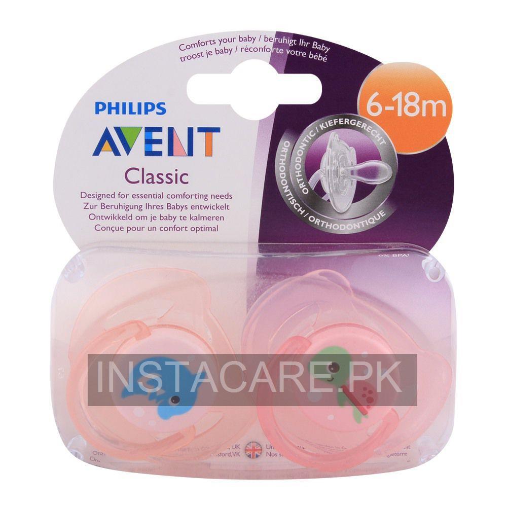 Avent Classic Soothers 2-Pack 6-18M (Pink) SCF 169/34